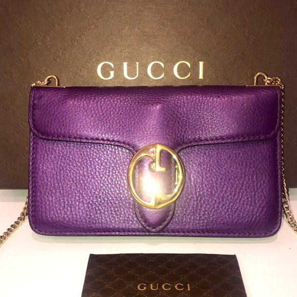 GUCCI Interlocking GG Dollar Crossbody WOC Pebbled Calfskin Leather - Picture 3 of 14
